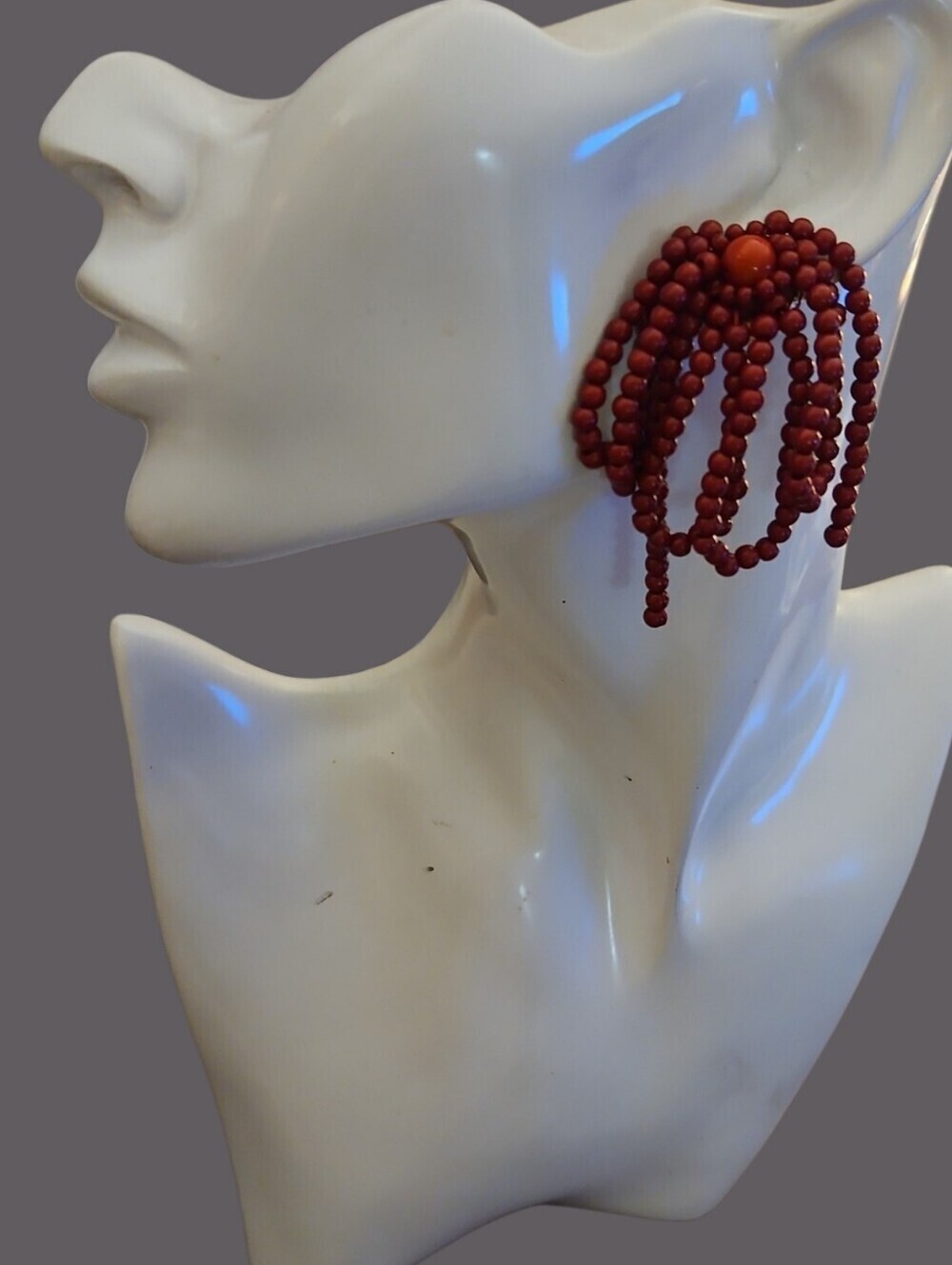 3/$25 CATO Funky Red Beaded Festival Post Earrings